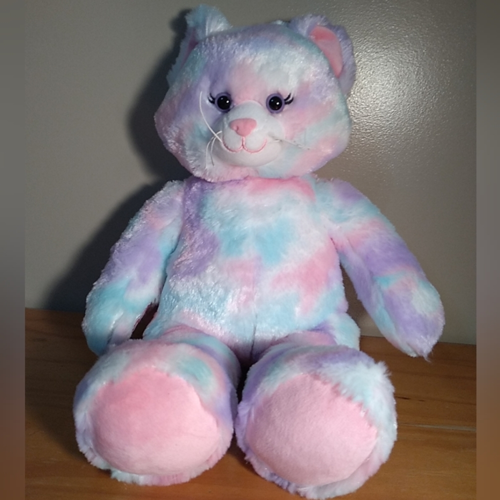 BAB Build A Bear 16 in MEOWING Kitty Cat Plush Pastel Swirl. IT WORKS!